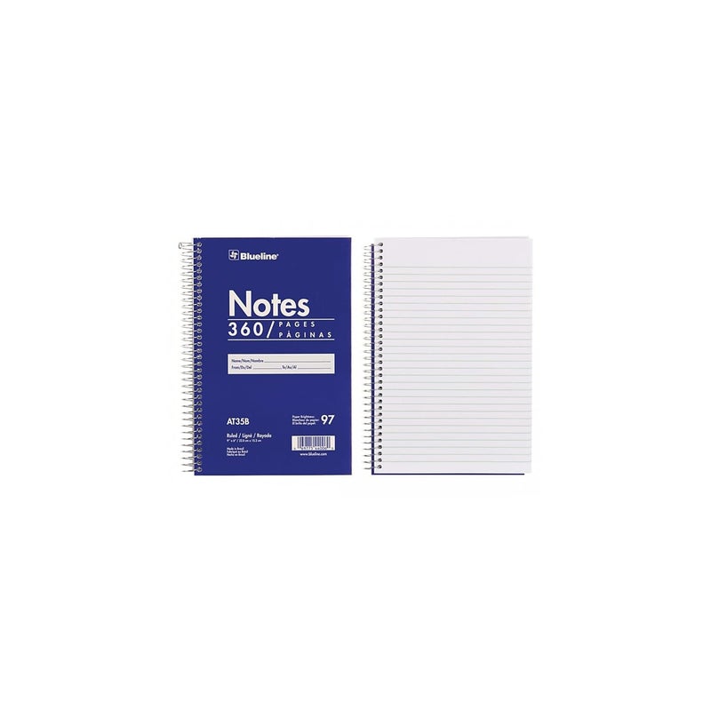 Blueline Steno Pad/Note Pad, Spiral Binding with Flexible Blue Cover, 9 x 6 x 0.813 Inches, 360 Pages (AT35B) - Image 2